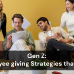 Gen Z corporate employees discussing about workplace giving